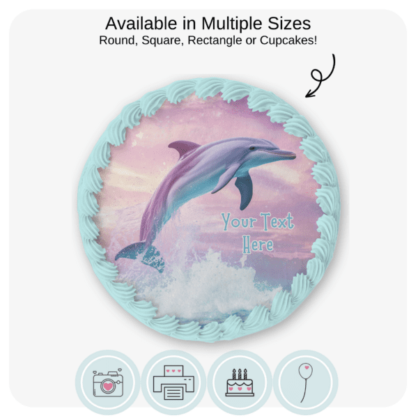 Pastel Dolphin edible cake topper image